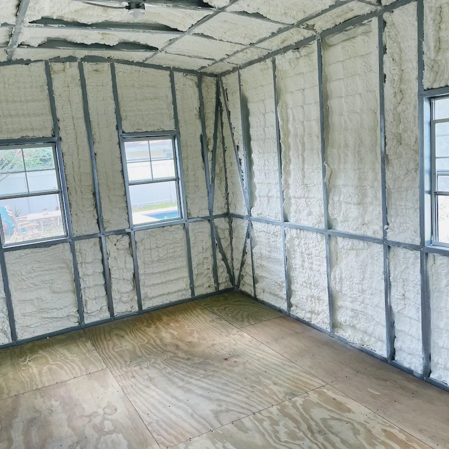 Closed-cell spray foam insulation applied to wall cavities in a residential project in On Top of the World